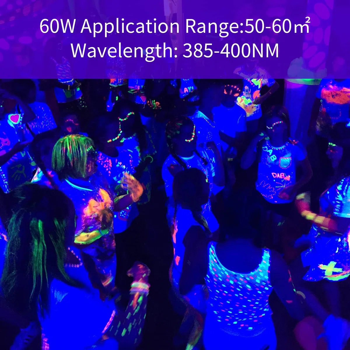Schwarzlicht Strahler, 2 Stück 60W LED Schwarzlichtlampe, IP66 Wasserdicht Outdoor UV Fluter Mit Stecker, 385-400NM Flutlicht für Blacklight Party, GLOW, Halloween, Fluoreszierende Malerei