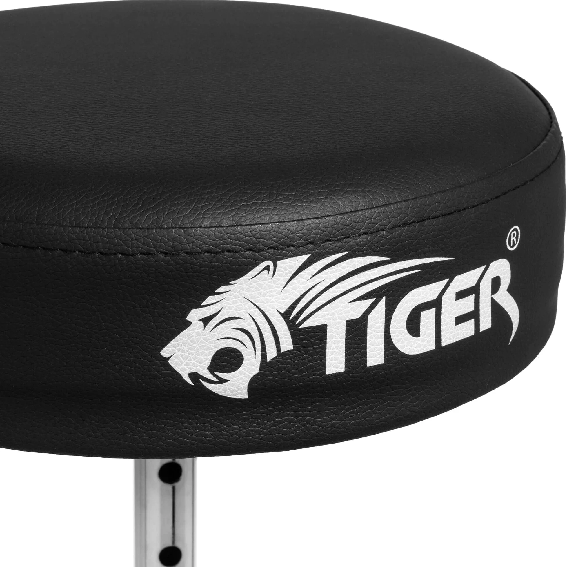Tiger Schlagzeugthron höhenverstellbar klappbar Schwarz | Höhe 39–52 cm, 5 Stufen, gepolsterter Sitz, rutschfeste Füße, faltbar mit abnehmbarer Sitzfläche