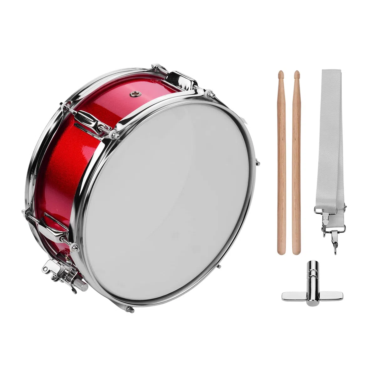 Kleine Trommel 12-Zoll-Snare-Drum-Fell mit Drumsticks-Schultergurt-Drum-Key für Studentenband