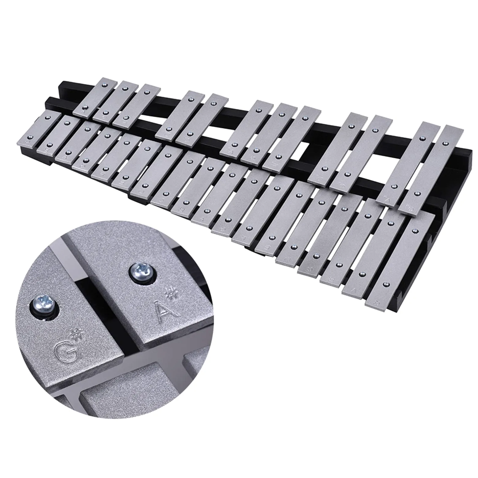 Btuty 30-Noten Glockenspiel Xylophon, G–C Tonumfang, Aluminium-Klangplatten mit Holzrahmen, Musikinstrument für Schule & Anfänger, inkl. 2 Schlägel und Tragetasche