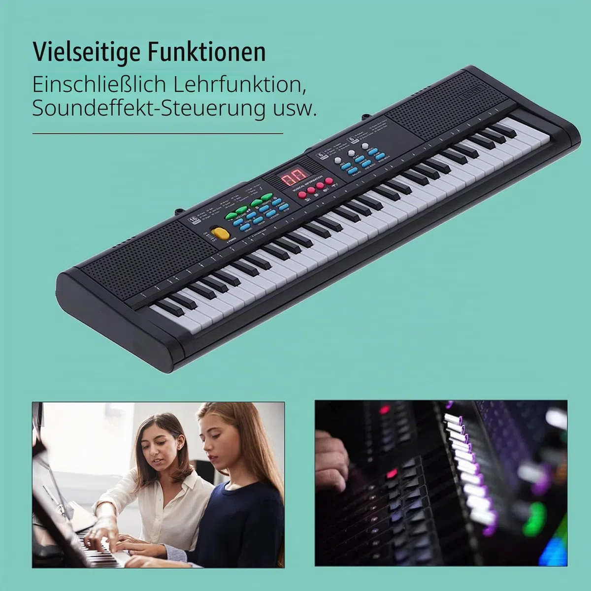 MQ6186 Keyboard Piano Portable 61 Tasten Elektronisches Digital Music Piano Multifunktional mit Mikrofon für Kinder Anfänger