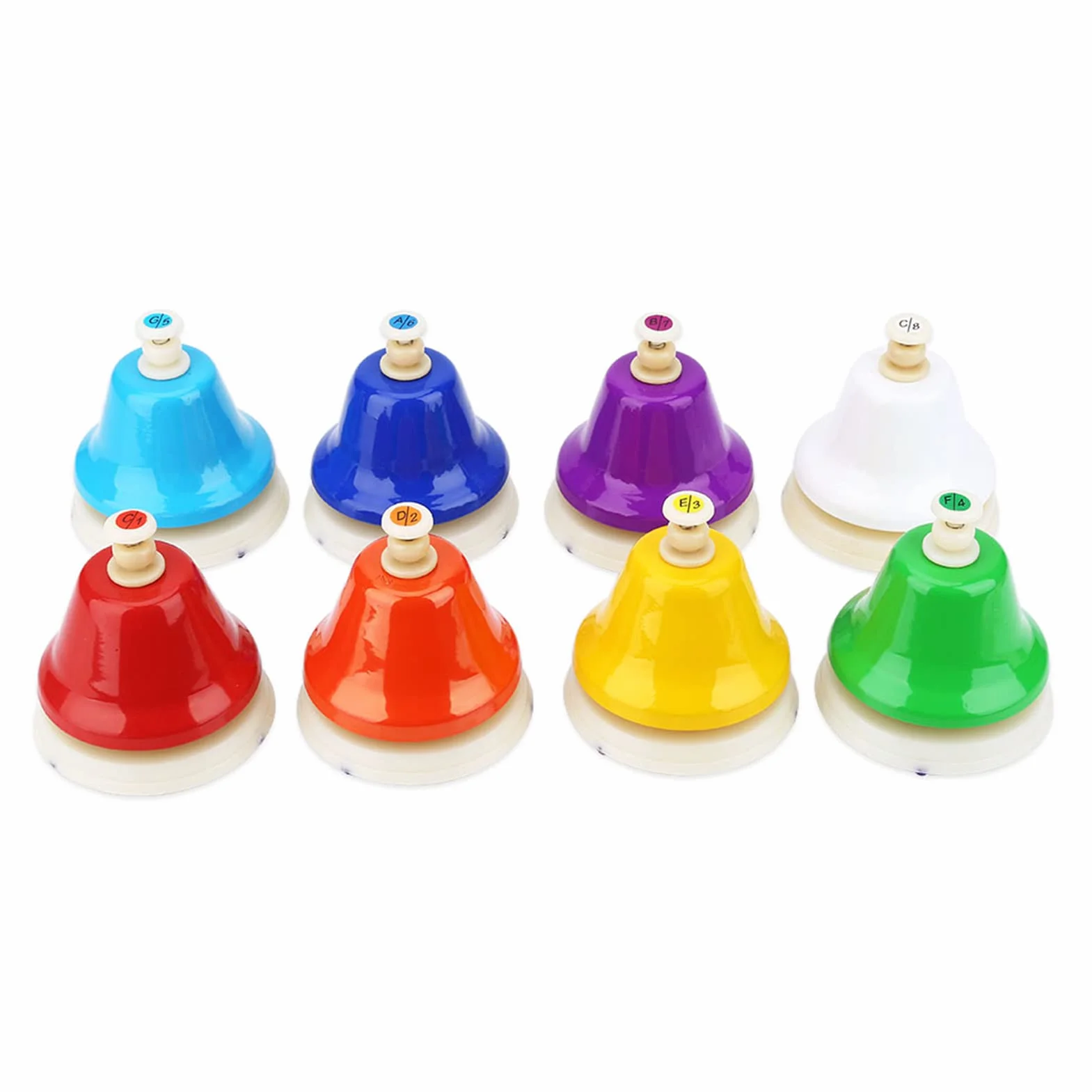 Buntes 8-Noten-Handglocken-Set – Entsprechende Noten- und Skalenposition für Einfaches Spielen – Gestimmt – Ideal für Musiklehre und -Lernen – Geeignet für Kindergärten und