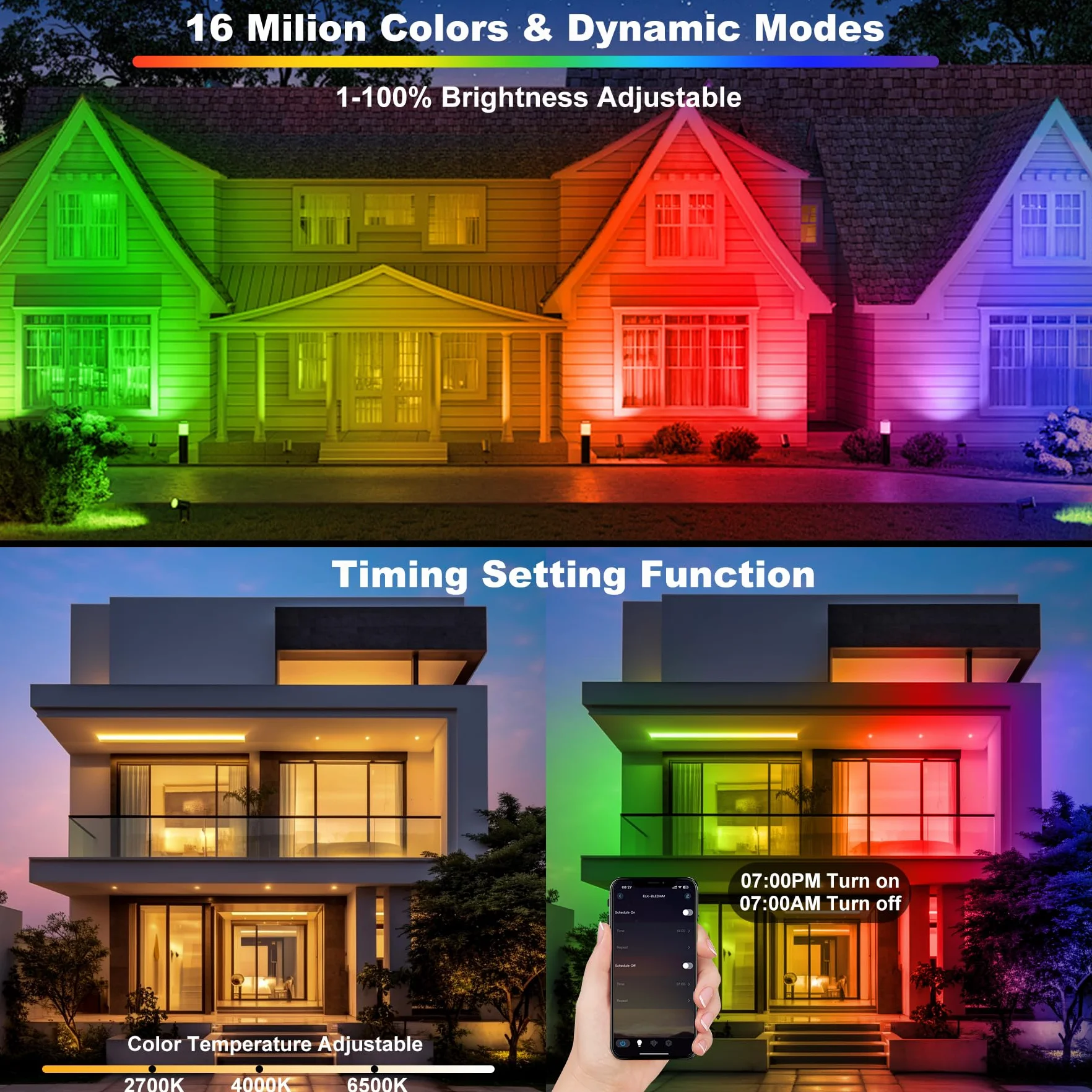 NATPOW RGB LED Strahler, 72W RGB Wallwasher Licht mit Fernbedienung und Bluetooth APP, 16 Millionen Farbe 20 Modi, IP65 Wasserdicht Dimmbar Partylitcht Lightbar für Bar, Disco Feiern Bühne, Hof, 2 Stk