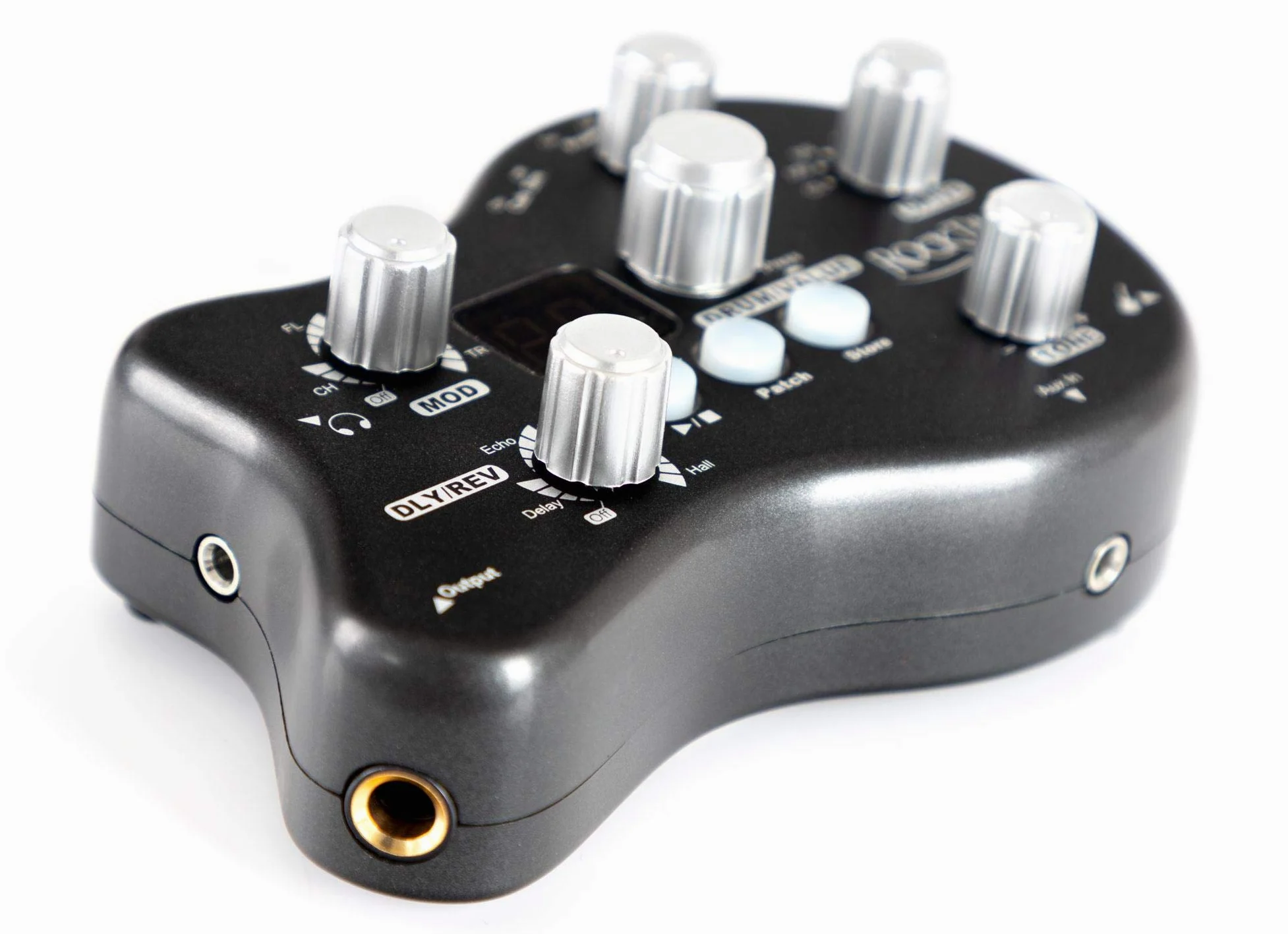 Rocktile GP-10 Gitarren Multieffekt Gerät/Kopfhörer-Verstärker Amp (8-Effekttypen und Drum-Loop Player mit 40 Rhythmen, Gürtelclip, Stromversorgung per Netzteil/Batterien)