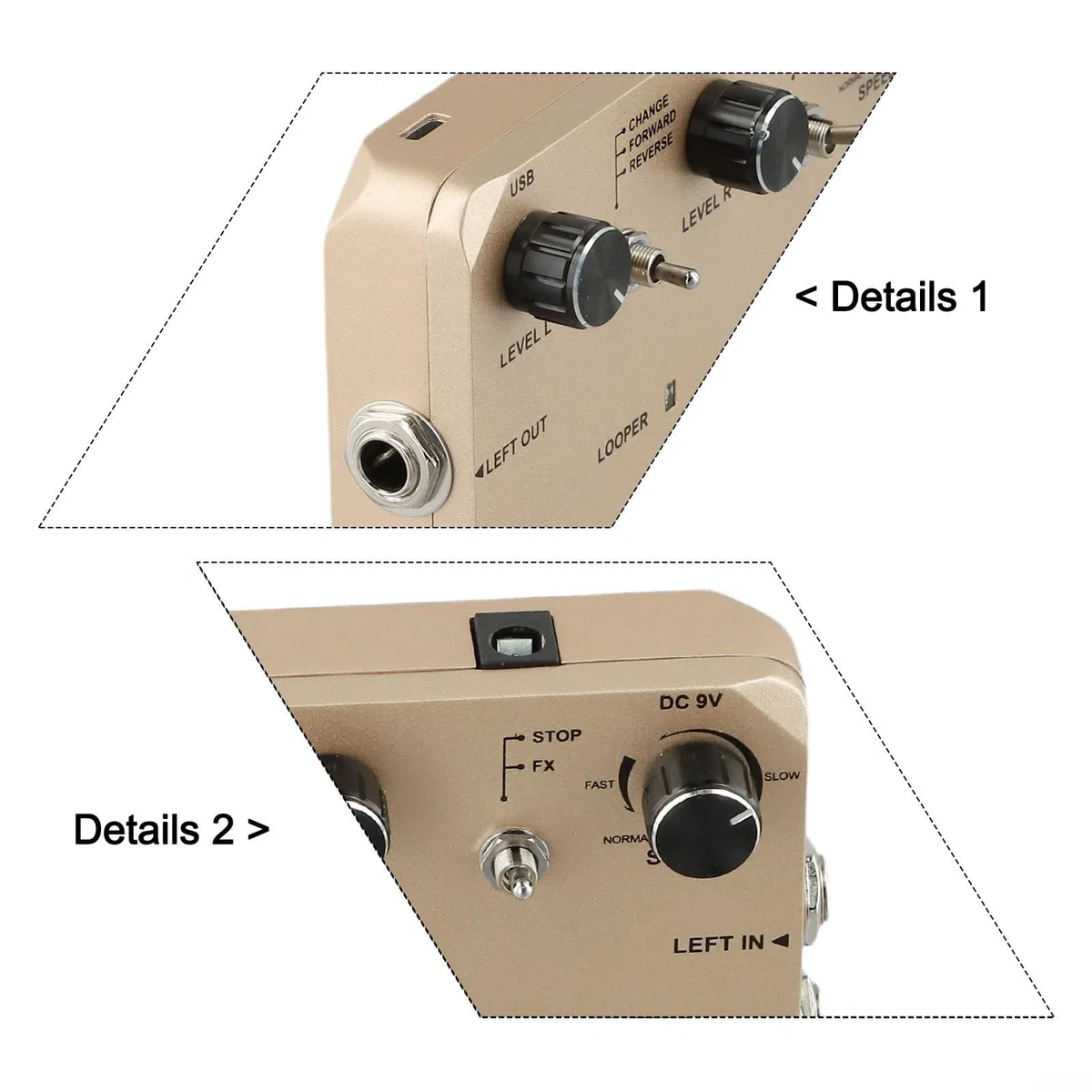 Kompaktes Twin Looper E-Gitarren-Effektpedal, kleine Größe, True Bypass