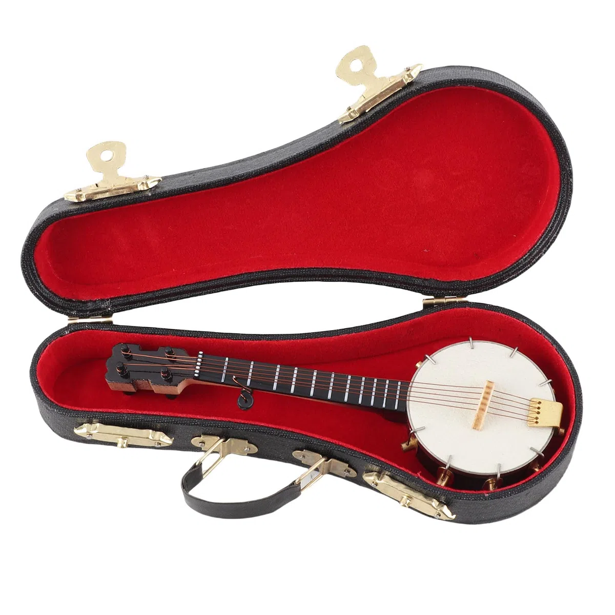 Mini Banjo Spielzeug mit Ständer, Miniatur Banjo Modell aus Basswood für dekorative und Spielzwecke