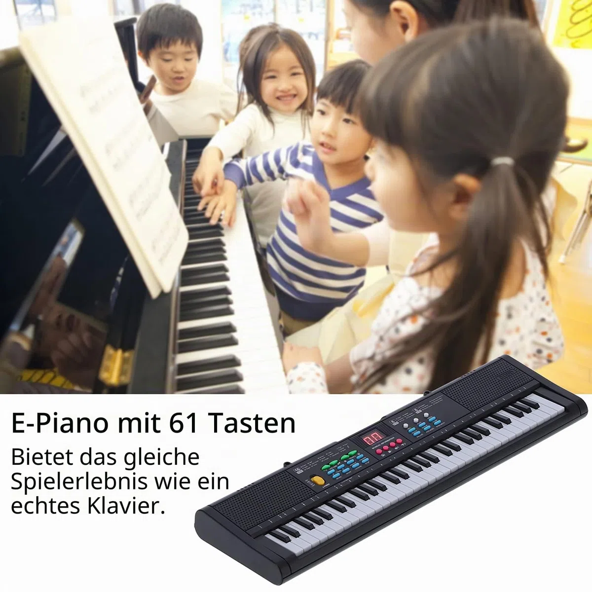 MQ6186 Keyboard Piano Portable 61 Tasten Elektronisches Digital Music Piano Multifunktional mit Mikrofon für Kinder Anfänger