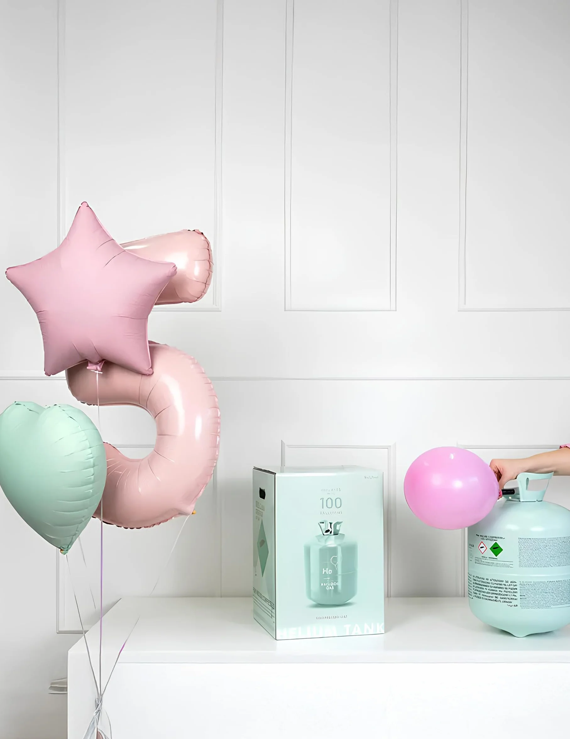 Helium Gasflasche ca. 0,59 m³ – Einweg Heliumflasche für bis zu 90 Ballons, Ballongas mit Ventil zum einfachen Befüllen, Geburtstag Hochzeit Feier Event Ballonfüllung Helium Set Einmalbehälter