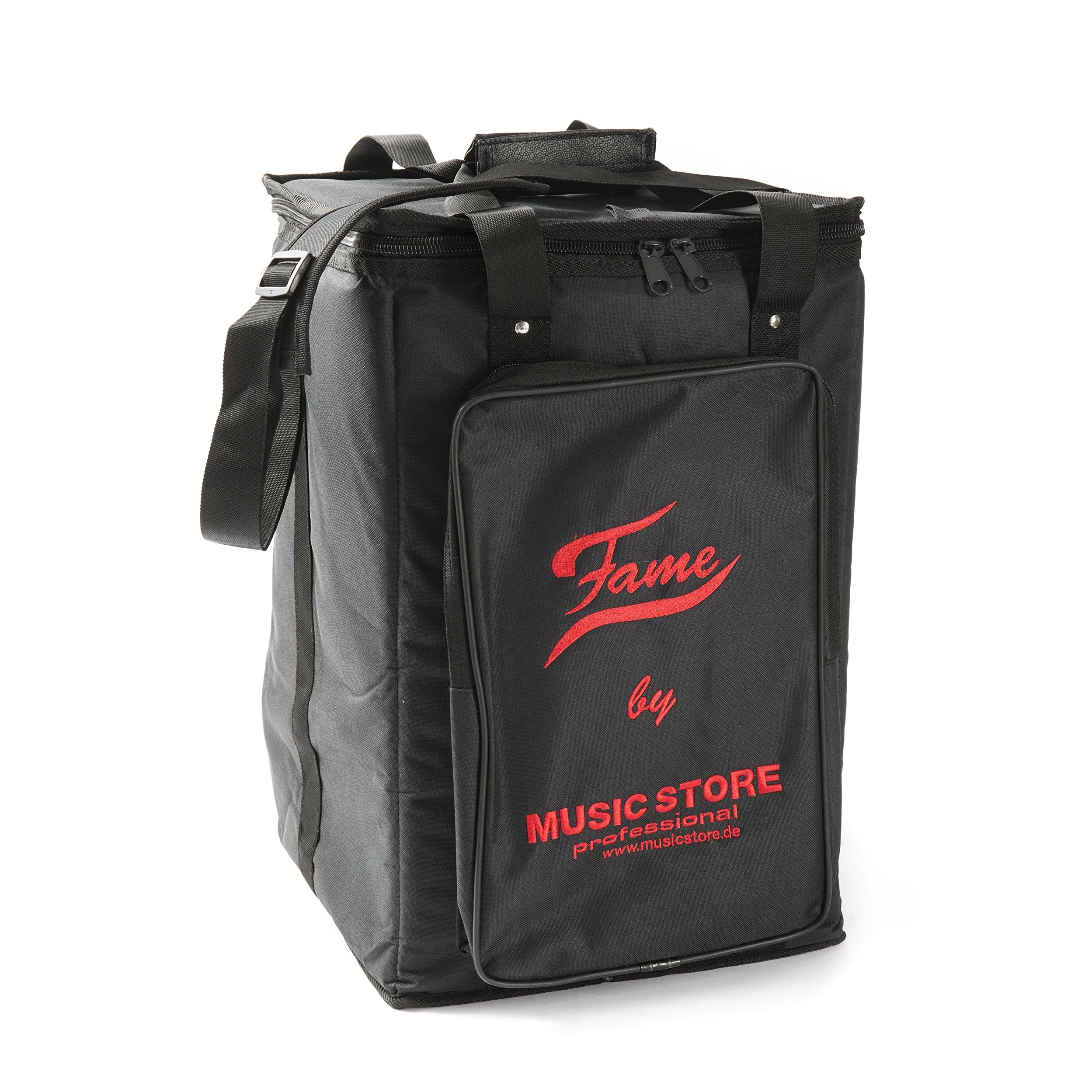 Fame Cajon-Set, Beginner Cajon mit Tasche, Natur Esche Holz, Matt Finish, Gitarrensaiten, 30x30x48 cm, inklusive Stimmschlüssel