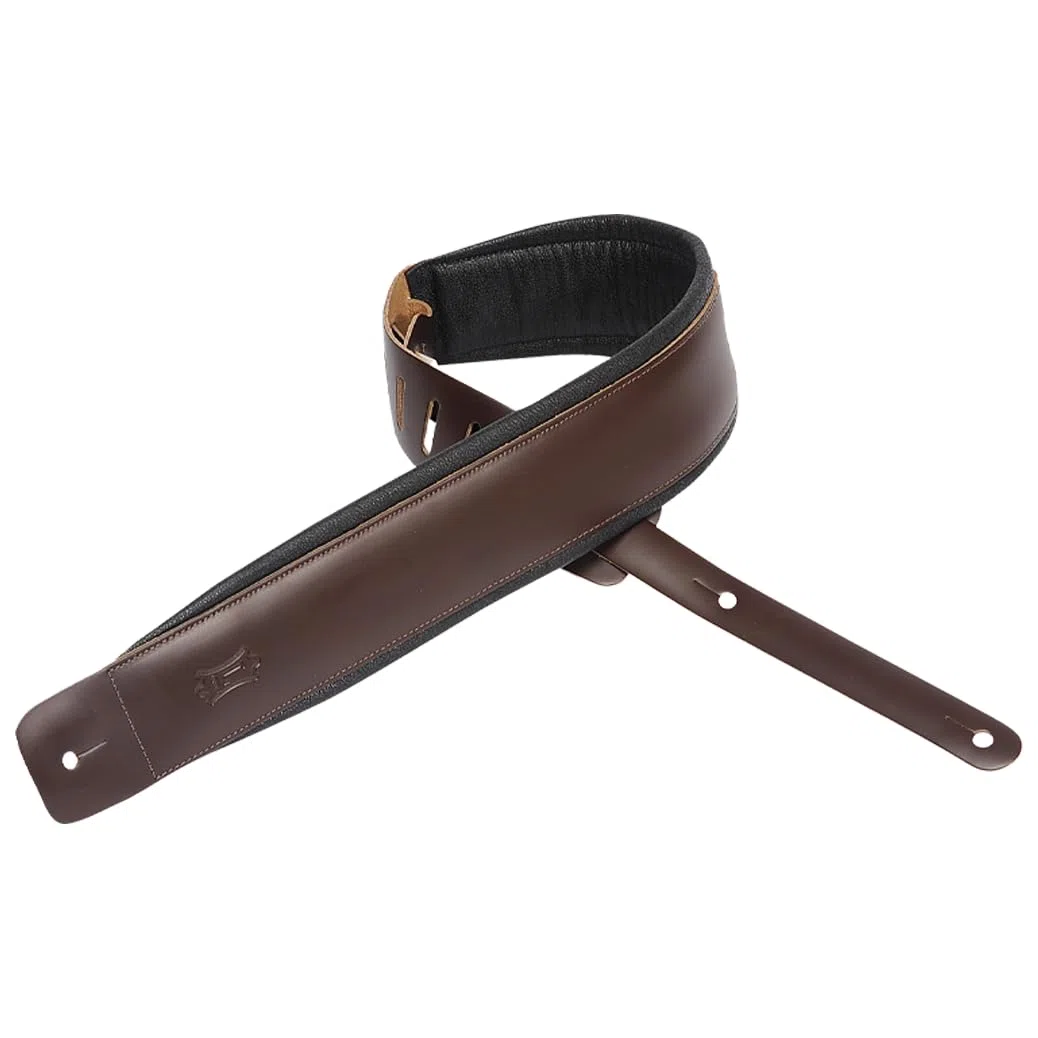 Levy's Leathers Deluxe Ledergurt für Gitarre | Breite 8 cm | Dunkelbraun | (DM1PD-DBR)