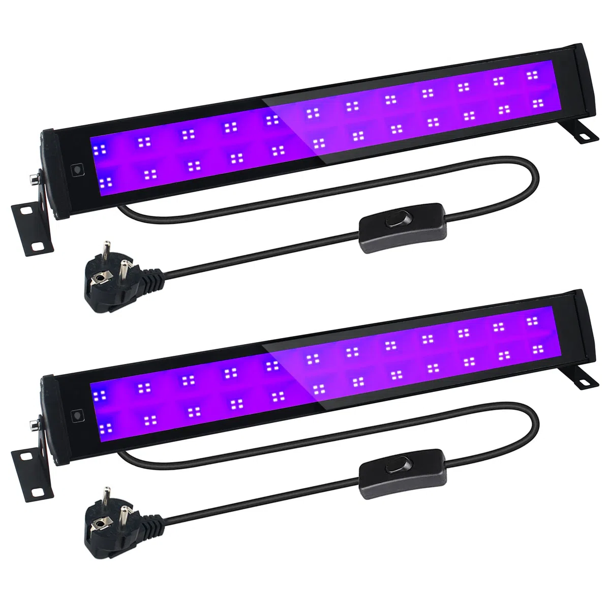 50W Schwarzlicht LED,2 Stücke UV Schwarzlichtlampe, IP66 Wasserdicht UV Strahler Außen mit Stecker und Schalter,Blacklight mit 96 LEDs,UV Licht Röhre für Party,Deko,Halloween