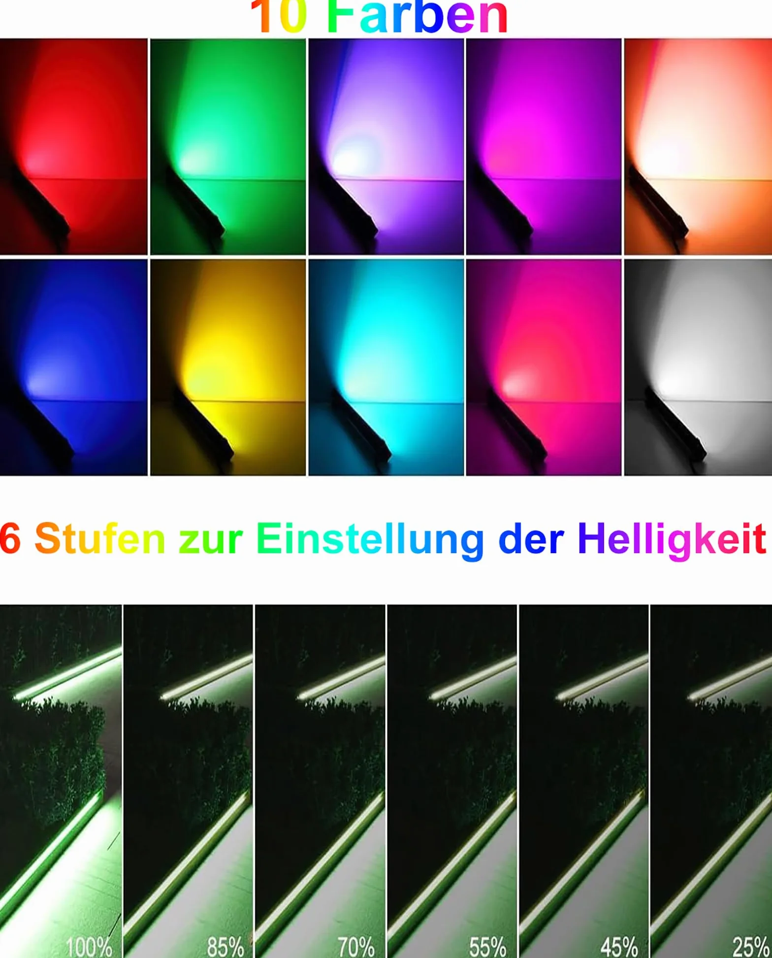 MEIHUA 42W RGB Strahler 10 Farben 30 Modi 6 Helligkeitsstufen IP66 Wasserdicht Wallwasher LED Bar Lichteffekte mit Fernbedienung Partylicht für Außen DJ Party Bühnenlichter Weihnachten Halloween