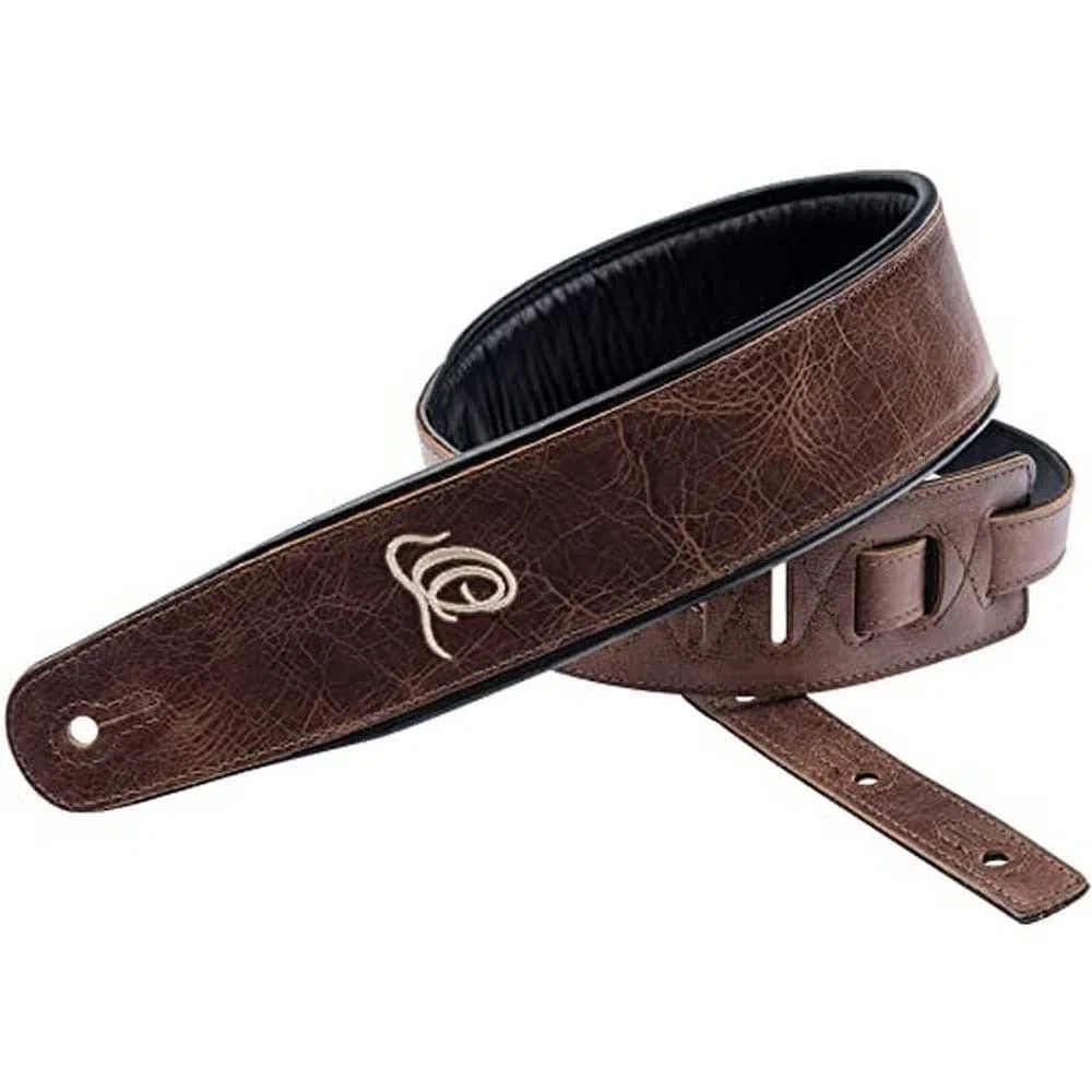 Ortega Guitars Gitarrengurt Länge Verstellbar - Akustik Gitarre / Bass, E-Gitarre, E-Bass - Classic Series - Echtleder, Vintage Brown (OSCL-4)