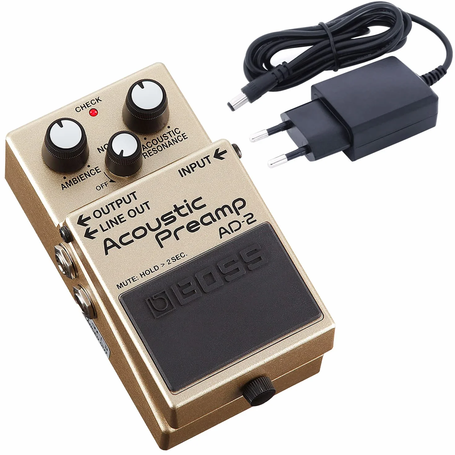 Boss AD-2 Acoustic Preamp Pedal Effektgerät für Akustik-Gitarre + keepdrum Netzteil