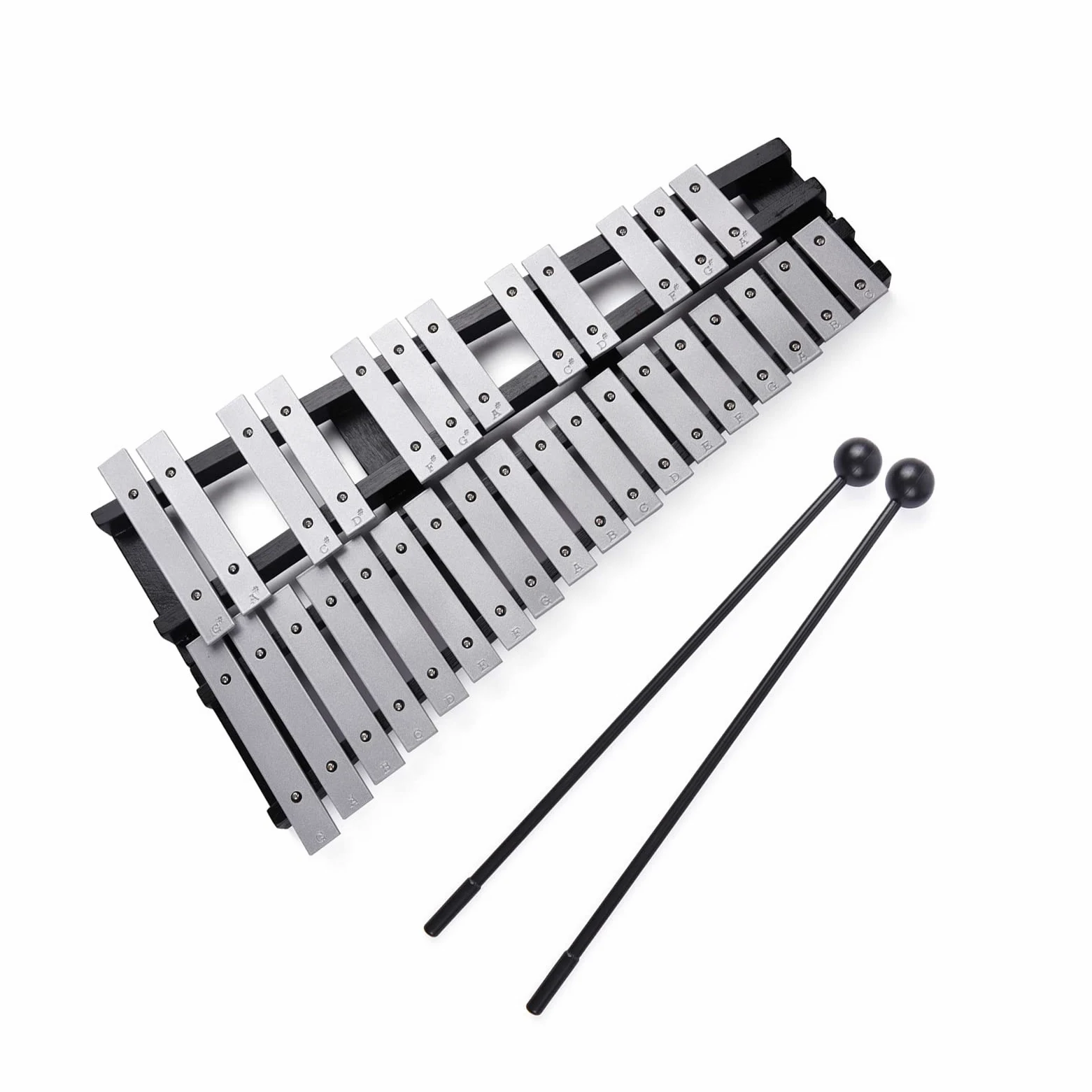 Btuty 30-Noten Glockenspiel Xylophon, G–C Tonumfang, Aluminium-Klangplatten mit Holzrahmen, Musikinstrument für Schule & Anfänger, inkl. 2 Schlägel und Tragetasche