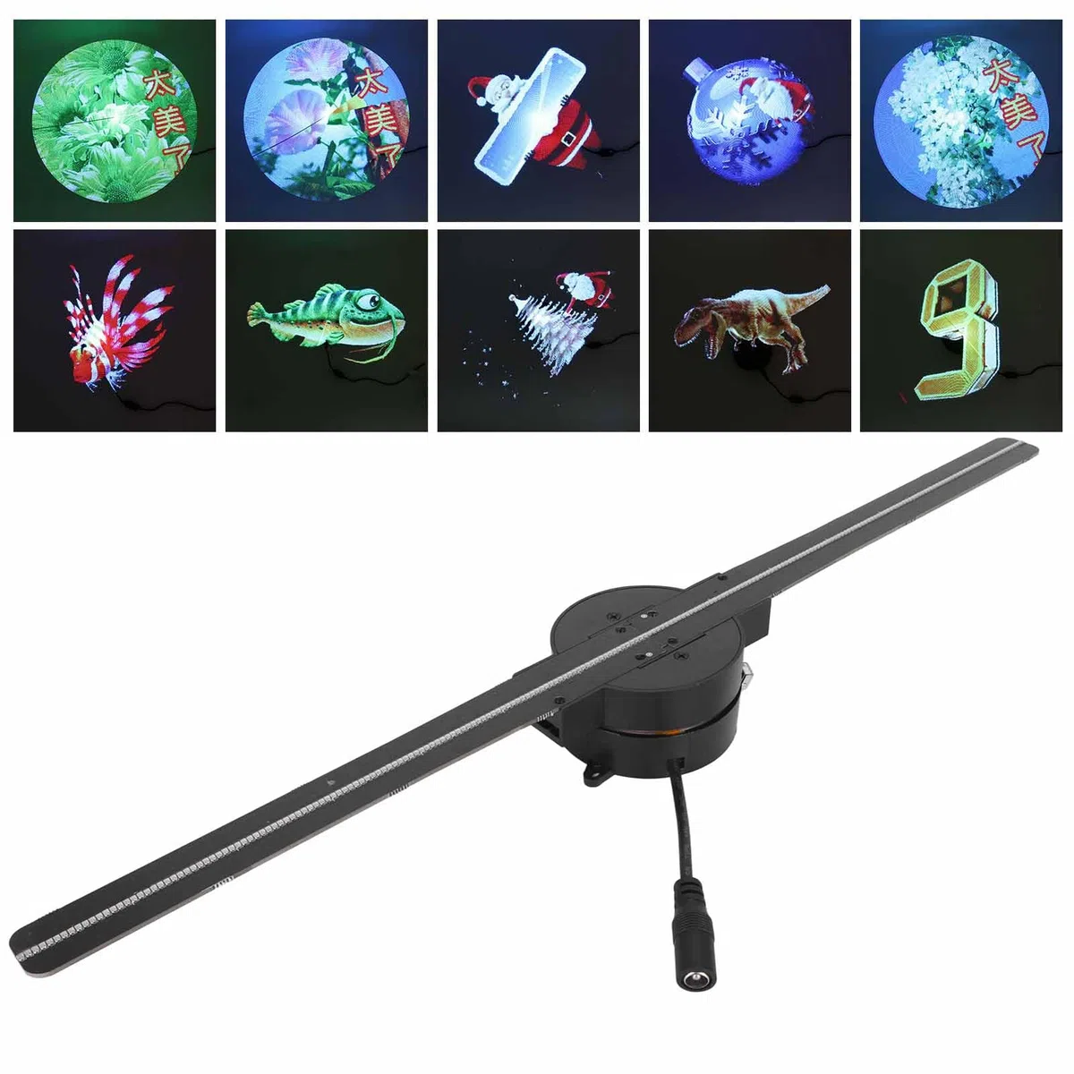 3D-Hologramm-Lüfter, 16,5-Zoll-WiFi-LED-Hologrammprojektor für die Anzeige von Fotos und Videos, Ideal für Ladenschilder, Barpartys, 224 LED-Perlen, 3D-Effekte (EU-Stecker)