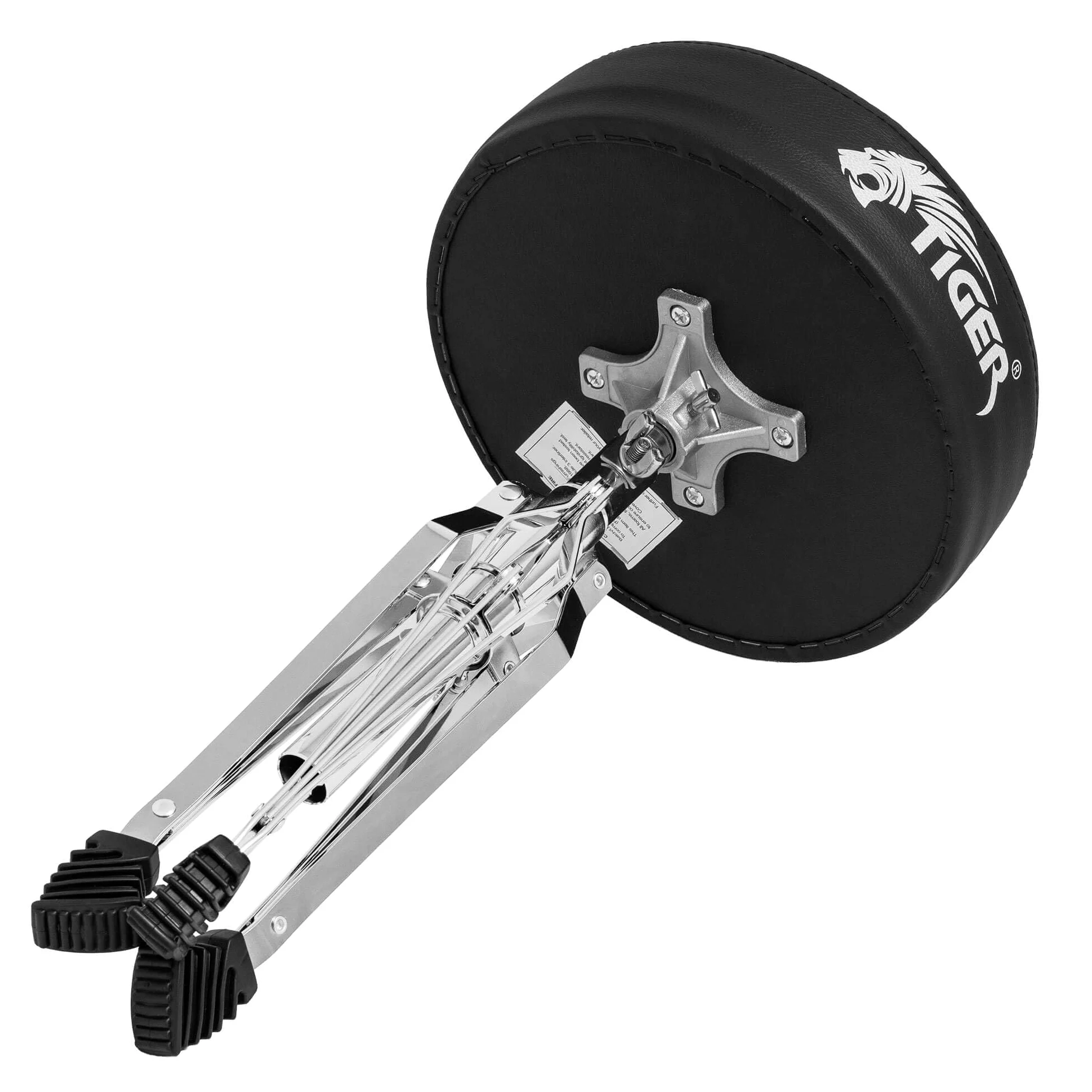 Tiger Schlagzeugthron höhenverstellbar klappbar Schwarz | Höhe 39–52 cm, 5 Stufen, gepolsterter Sitz, rutschfeste Füße, faltbar mit abnehmbarer Sitzfläche