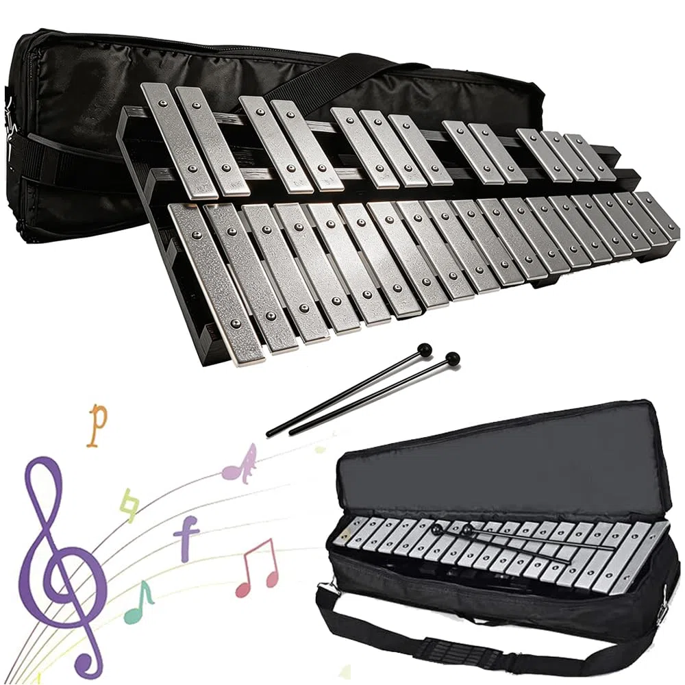30 Noten Faltbares Glockenspiel Xylophon,Musikinstrument Holz Aluminum, Percussion Geeignetmit 2 Schlägeln & Tragetasche für Percussion Instrument Einsteiger und Musikschulen & Kirche