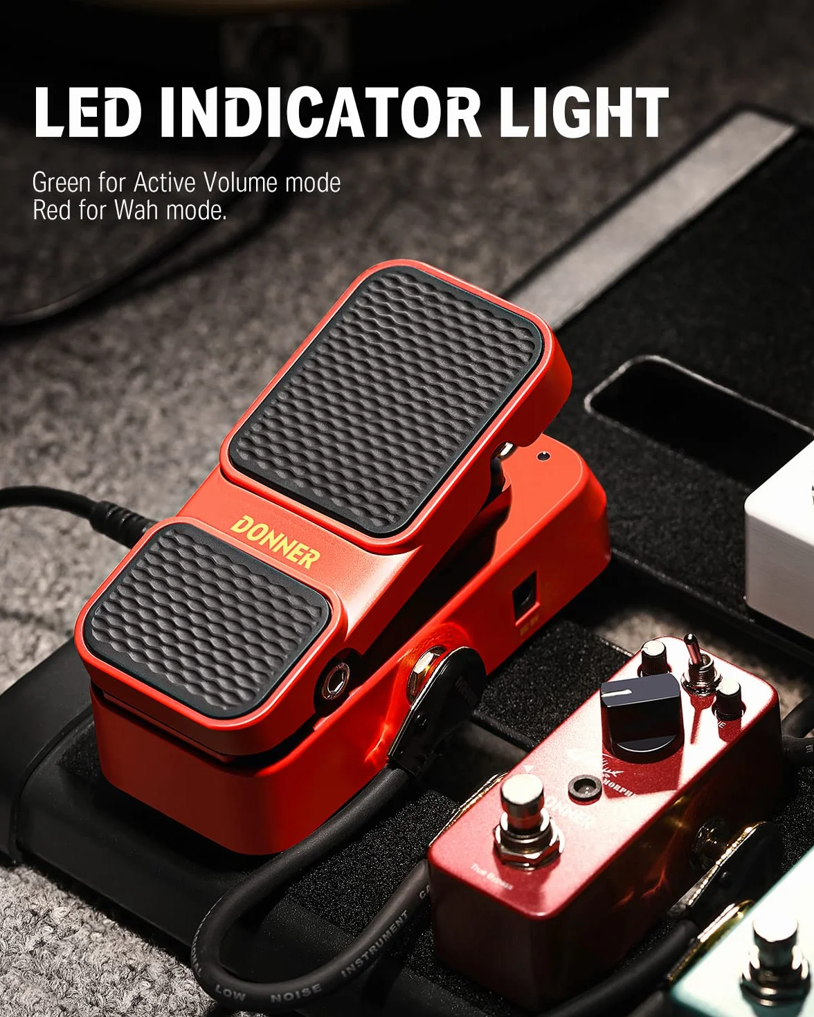 Donner Gitarre Wah Pedal, 2 in 1 Wah Volume Pedal, Mini-Vintage-Elektrogitarren-Effektpedal mit aktivem Wah-Wah-Lautstärkeregler, Leichtes Gitarrenpedal