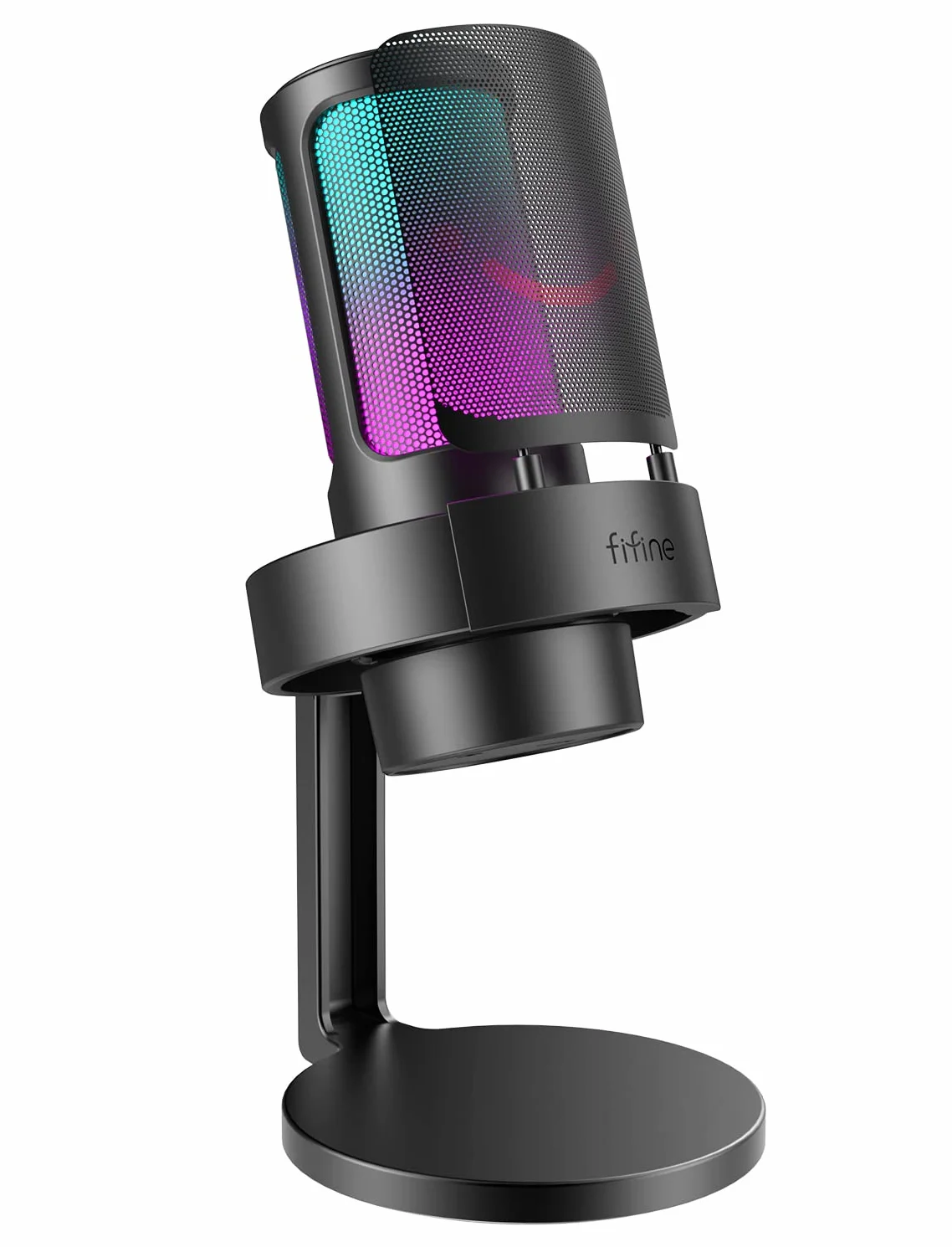 FIFINE USB Mikrofon PC, Gaming Mikrofon für Streaming Podcast Studio, Microphone USBC für PS4 PS5 MAC mit RGB-Steuerung, Stummschalter, Kopfhöreranschluss, Popfilter