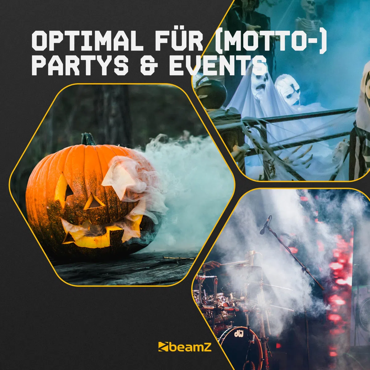 BeamZ S550 Nebelmaschine Mini mit Funk-Fernbedienung, inkl. 5 Liter Nebelfluid, 550 Watt Mini Rauchmaschine, Nebelmaschine Halloween, Fog Machine, Fogger, Smoke Machine für Partys, DJs, Hochzeiten