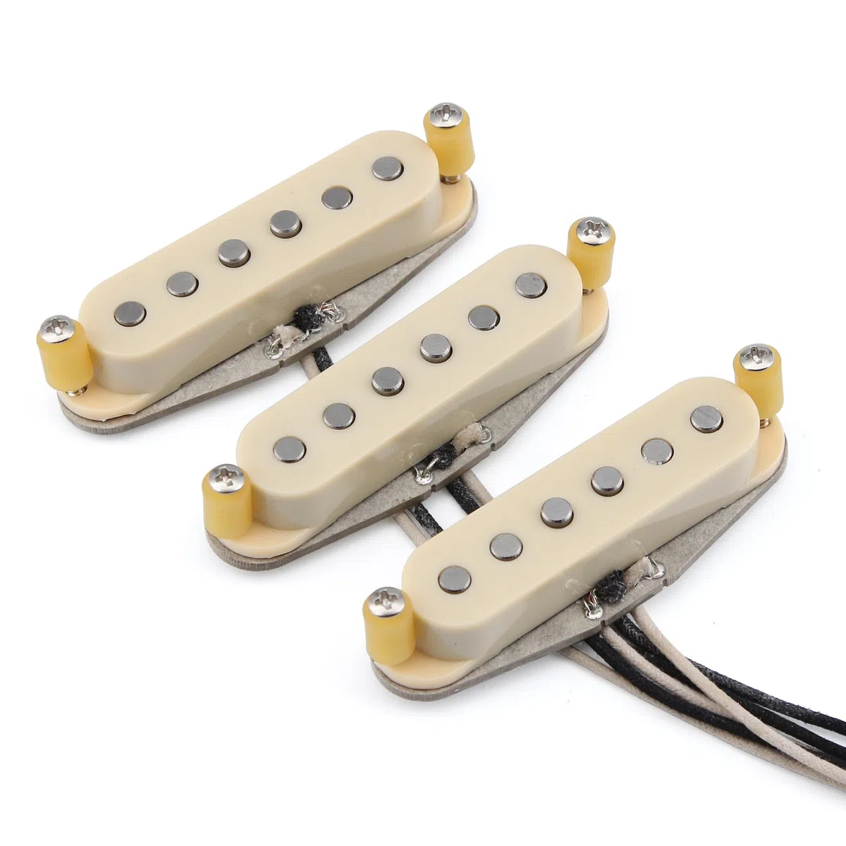 FLEOR Vintage Alnico 5 Handaufzug SSS Single Coil Neck/Middle/Bridge Tonabnehmer für ST E-Gitarre, cremefarben