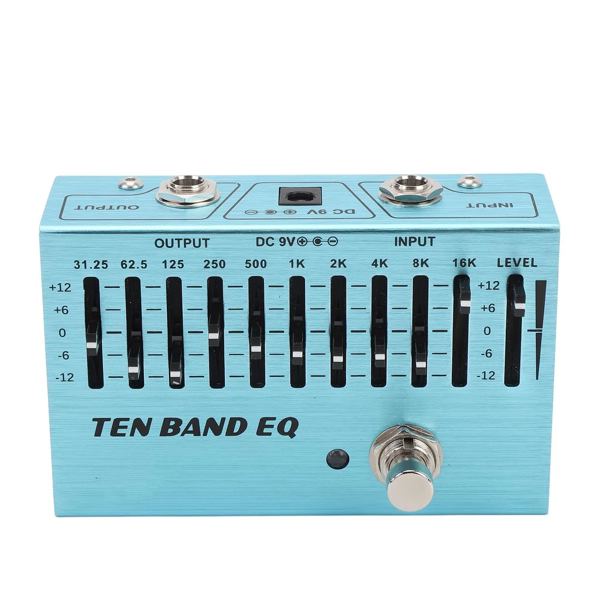 10 Band EQ EQ Pedal 10 Band EQ Single Block Gitarre Bass Mini Equalizer Effektpedal mit True Bypass Aluminium Körper Band Controller DC9V