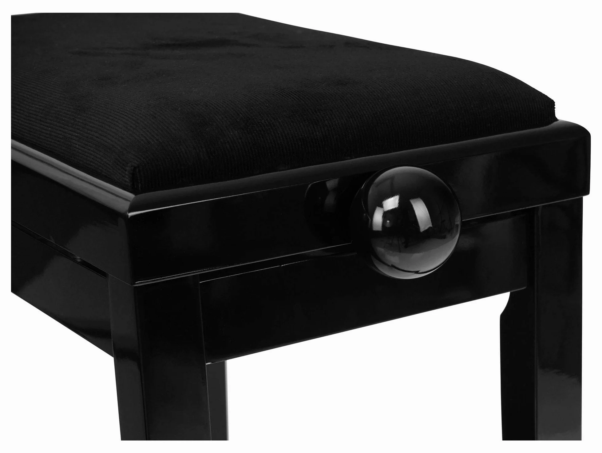 Classic Cantabile Pianobank Schwarz-Hochglanz (Höhenverstellbar von 47-56cm, Spindelmechanik, Sitzfläche 55 x 32cm, schwarzer Velourbezug, stabil)