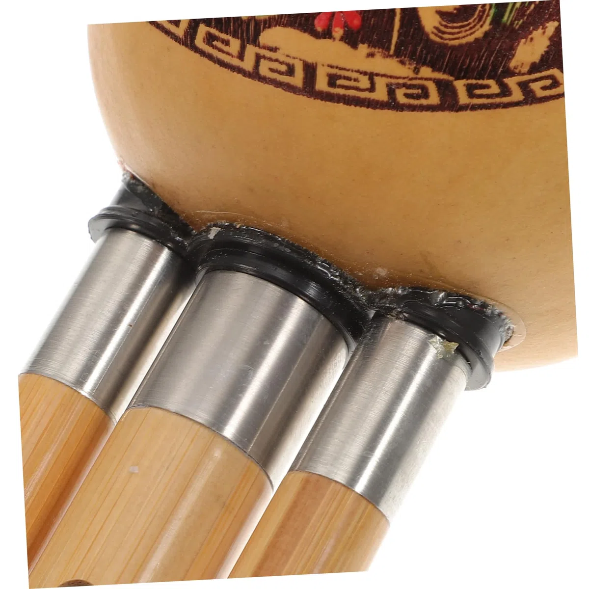 Chinesisches Hulusi Bambusflöte C-dur Handgefertigtes Ethnisches Musikinstrument mit Drei Tönen Bambusmaterial Elegantes Design mit Zwei Sub und Einem Plunger für Zufälliger Stil