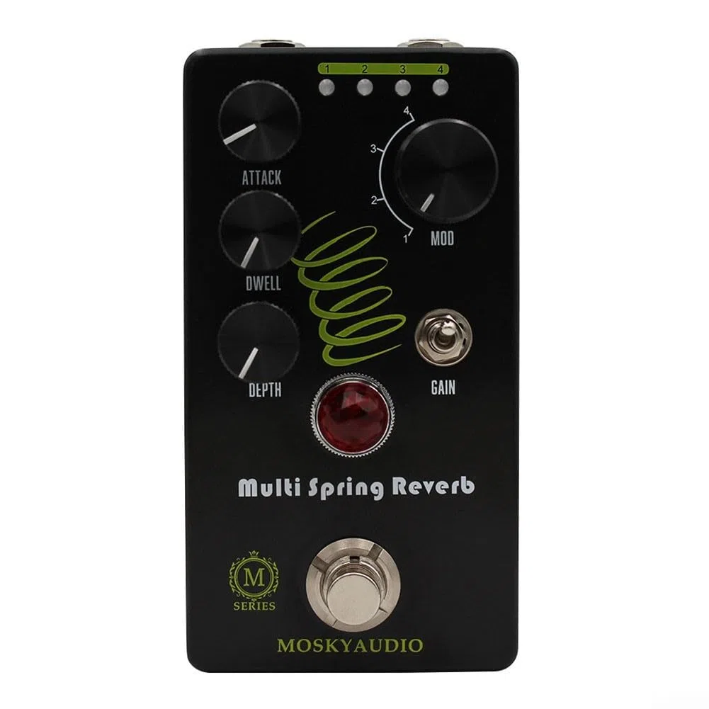 Gitarre Effektpedal, Gitarre Effektpedal Spring Reverb Sound, Moskyaudio Multi Spring Reverb Gitarre Effektpedal Vintage Voiced 4-Mode