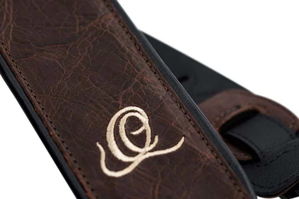 Ortega Guitars Gitarrengurt Länge Verstellbar - Akustik Gitarre / Bass, E-Gitarre, E-Bass - Classic Series - Echtleder, Vintage Brown (OSCL-4)