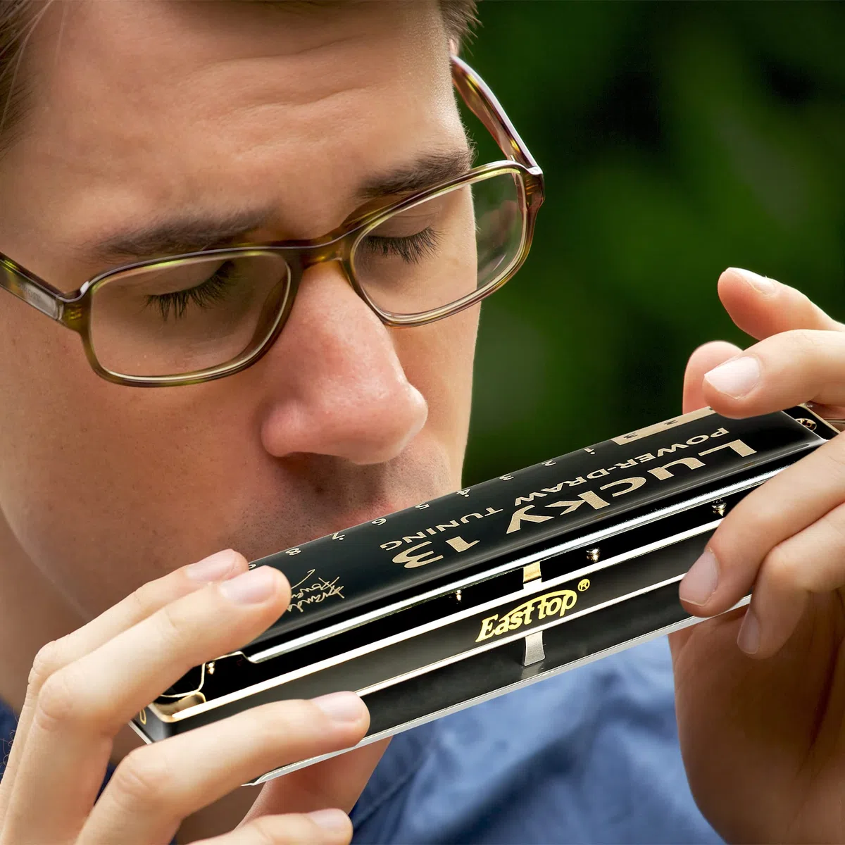 East top Lucky 13 Bass Plus Blues Harmonica 13 Holes Diatonic Harp Mouth Organ Professional Musical Instruments PowerDraw G key for Adults
