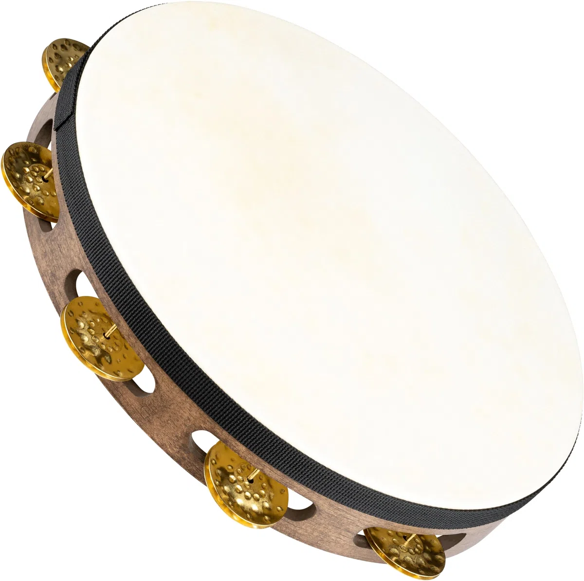 Meinl Percussion Vintage Headed Tambourine - 1-reihiges Tamburin - Durchmesser 10 Zoll - Siam Eiche / Messing, Walnut Brown / Natur (TAH1V-WB)