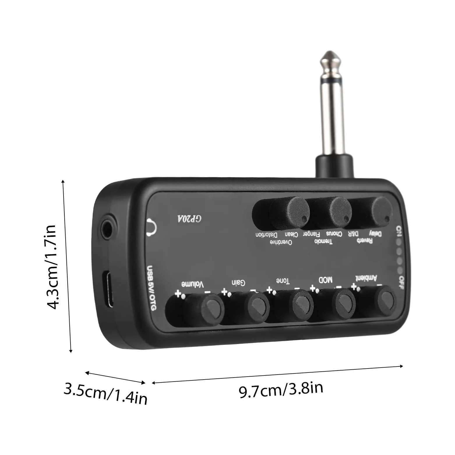 Kopfhörer -Bassverstärker mit 3 Lautsprechersimulationen Plug & Play für Elektro -Bass -Musikinstrumentengitarren -Amp -Mini -Verstärker Tragbar 3 in Modulationstönen und (Gitarre)