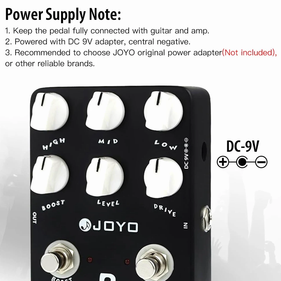 JOYO Extreme Metal Distortion Pedal mit 3-Band EQ und Low-Mid-High Gain Boost für E-Gitarre (JF-17)