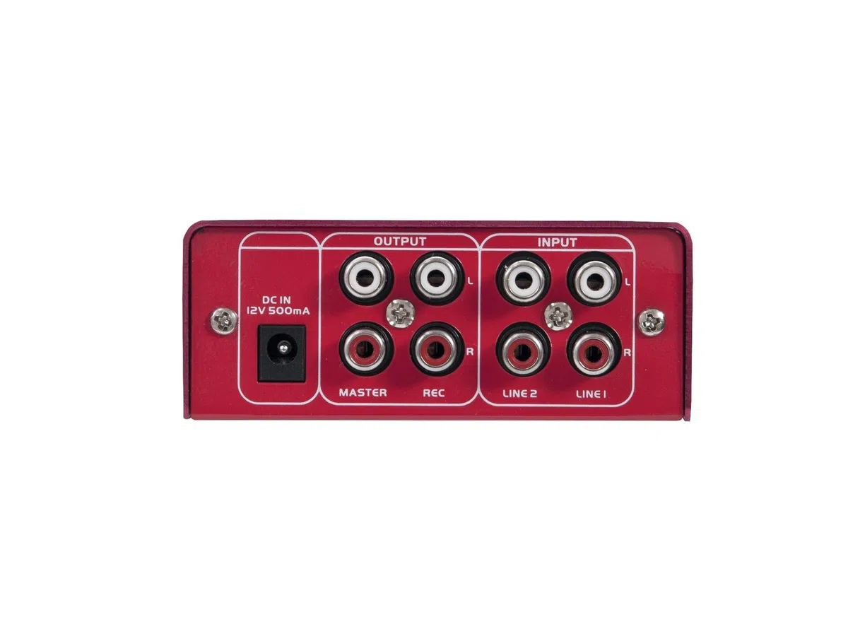OMNITRONIC GNOME-202 Mini-Mixer rot | 2-Kanal-DJ-Mixer im Miniaturformat | Extrem leichter und kompakter DJ-Mixer | Metallgehäuse