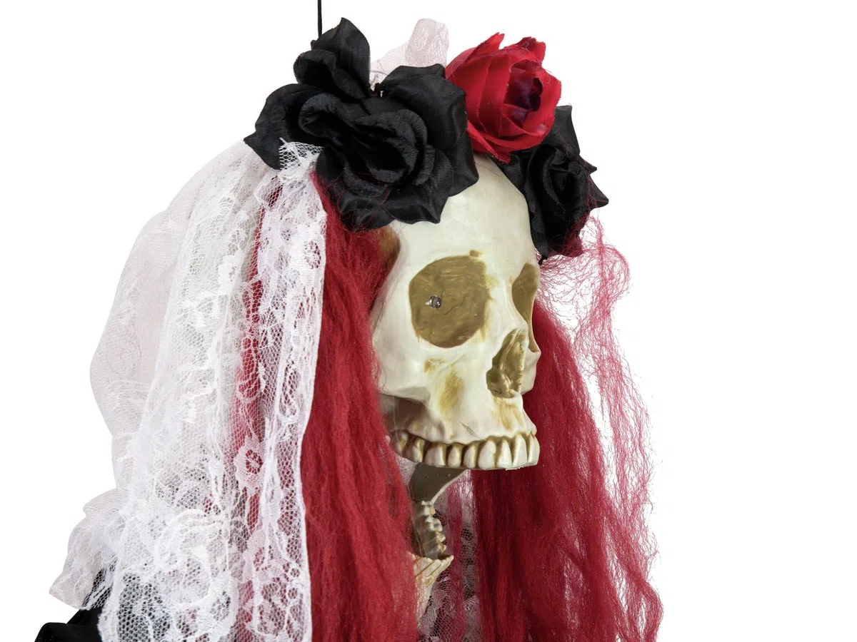 EUROPALMS Halloween Figur Skelett La Catrina, animiert, 100cm | Animierte Figur mit Licht-, Sound- und Bewegungseffekten