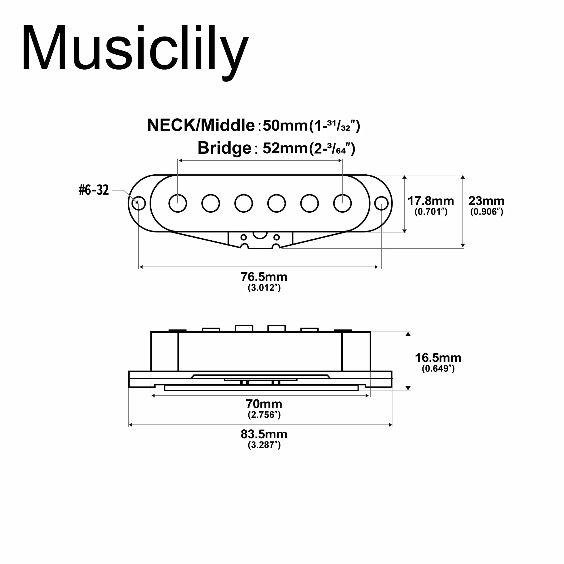 Musiclily Pro ST-50S Staggered Alnico 5 Single Coil Tonabnehmer Hals Mitte Steg Pickups Set für Strat Style E-Gitarre, Weiß