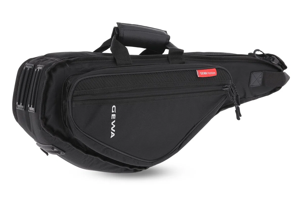 GEWA Premium Gig Bag/Tasche Alt Saxophon - Cordura 600 Denier - Reiß- und wasserfest - 30 mm Polsterung - S-Bogen Tasche - Zubehörtasche - verstellbare Rucksackgurte - Schwarz