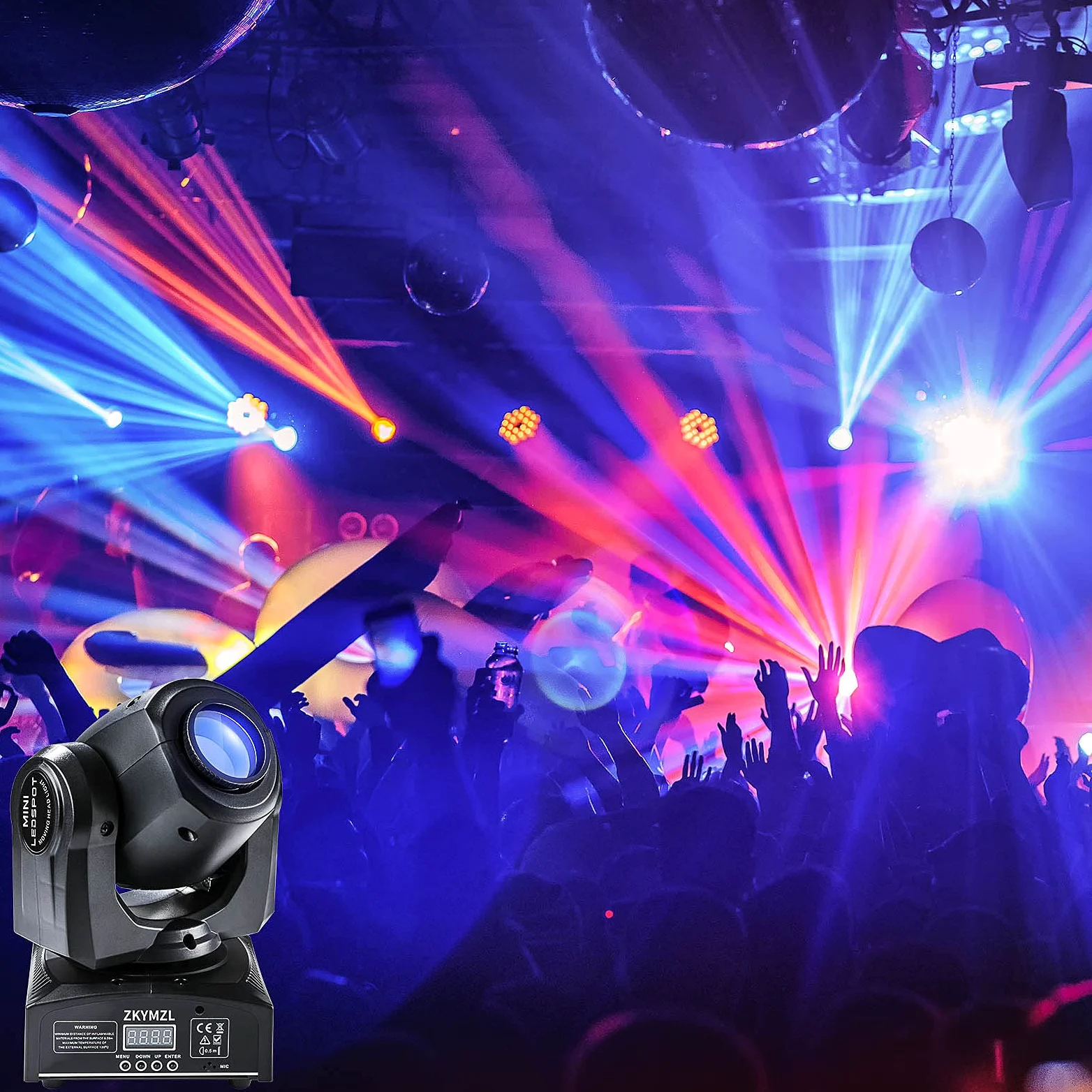 ZKYMZL 30W LED Moving Head Bühnenlicht Beam dmx512 Partylichter Spot Licht Lampe 8 Muster Lichteffekt für Bar Party Halloween Weihnachten Hochzeit Disco...