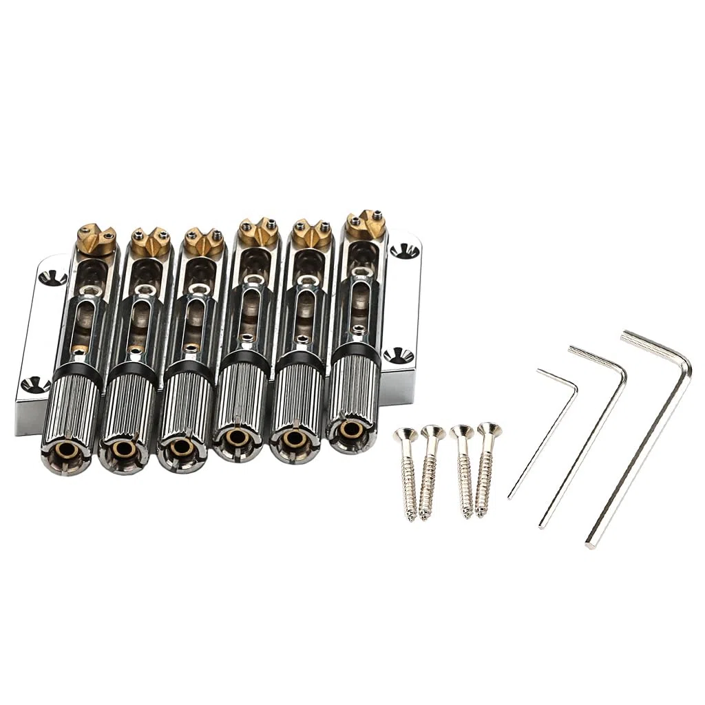 6-Saiter Sattel Headless Gitarrenbrücke für Headless Gitarrenzubehör Silber