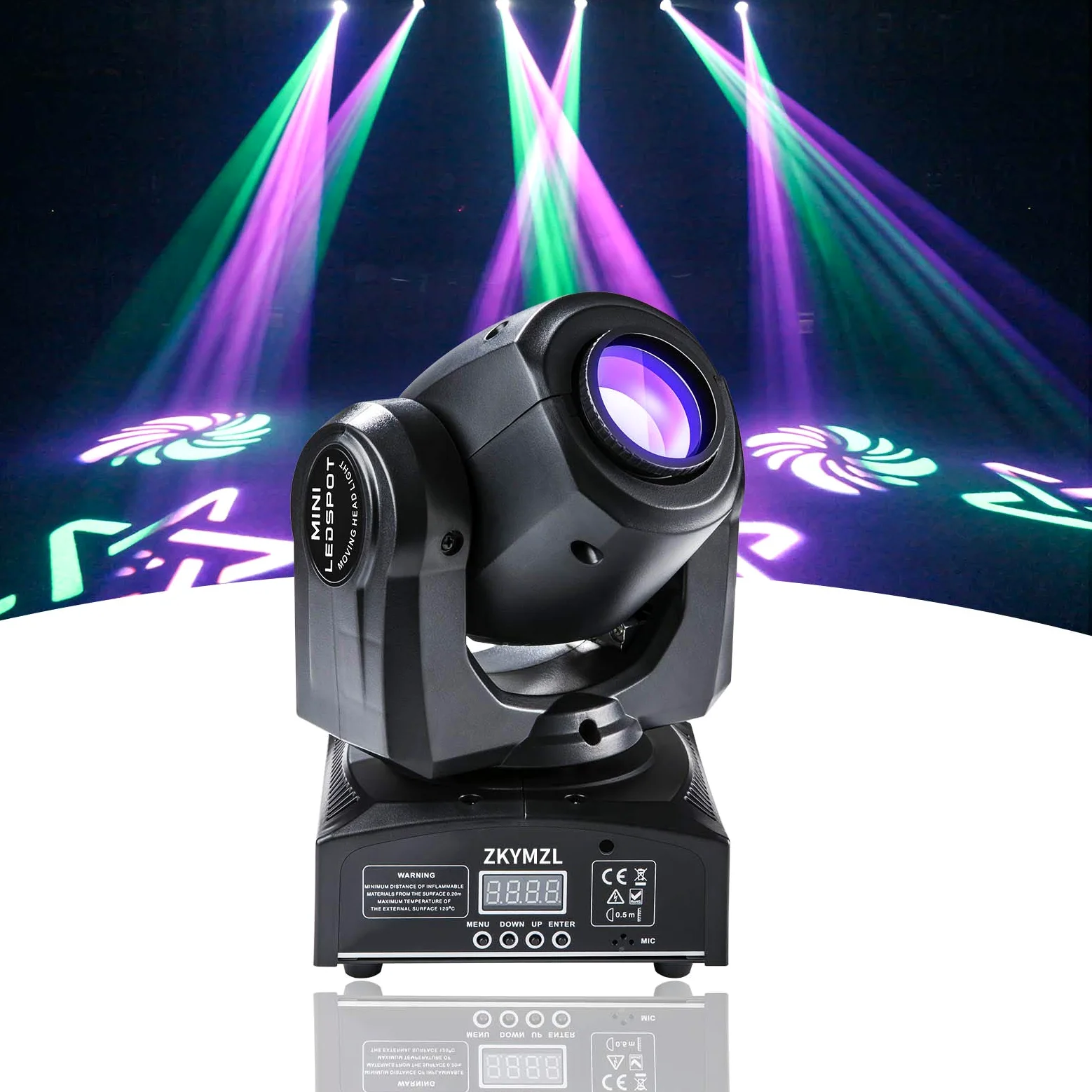 ZKYMZL 30W LED Moving Head Bühnenlicht Beam dmx512 Partylichter Spot Licht Lampe 8 Muster Lichteffekt für Bar Party Halloween Weihnachten Hochzeit Disco...