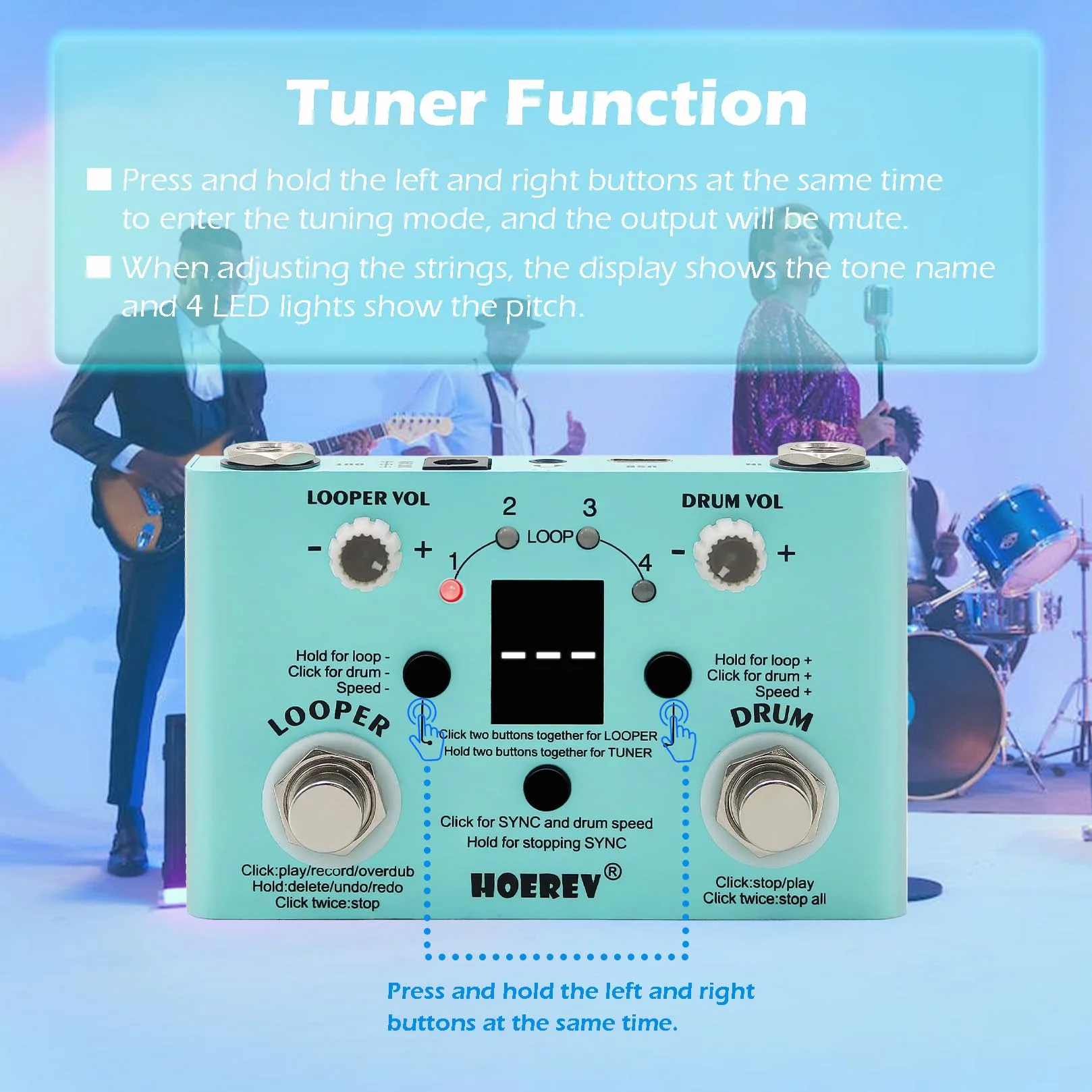 HOEREV Drum Looper Tuner Effect Audio Workstation Gitarrenpedal